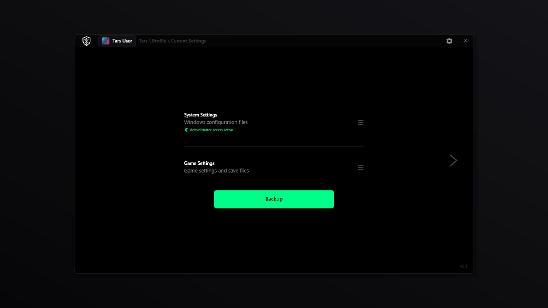 TARS Vault Screenshot